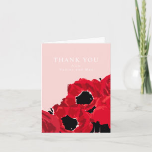 Abstrakte Rote Rosen und Pflaumen Dankeskarte