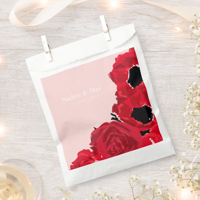 Abstrakte Rote Rosen und Pflaumen Geschenktütchen (Ausgeschnitten)