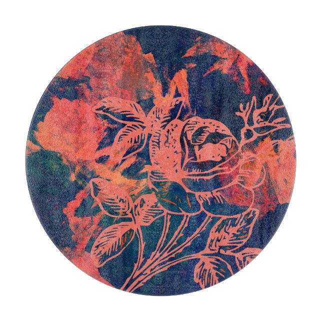 Abstrakte rote Rosenkunst Schneidebrett (Vorderseite)