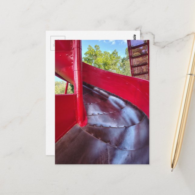 Abstrakte Rote Rutsche  Postkarte (Vorderseite/Rückseite Beispiel)