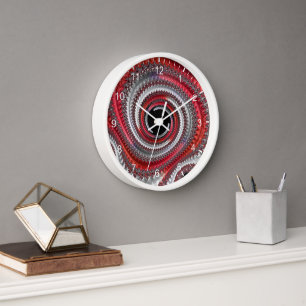 Abstrakte rote schwarze Gradienten-Spiral-Fraktale Uhr