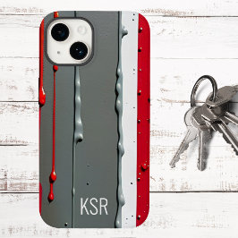 Abstrakte rote und graue Tropftinte Case-Mate iPhone 14 Hülle