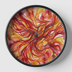 Abstrakte rote Vogel-Flug-Aquarell-Kunst-Uhren Uhr