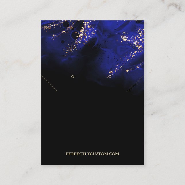 Abstrakte Royal Blue und Gold Alcohol Ohrringe Visitenkarte (Vorderseite)