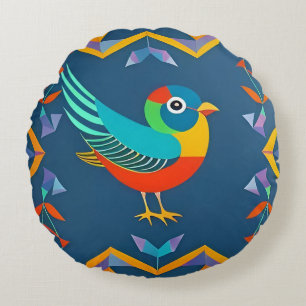 🌈 Abstrakte runde Vogel-Kissen geometrische Dekor Rundes Kissen