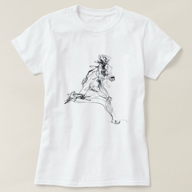 Abstrakte Runner Sketch T-Shirt (Design vorne)
