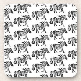 Abstrakte Running Horse Woodblock Print Getränkeuntersetzer