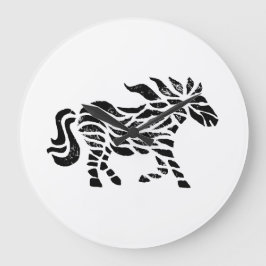 Abstrakte Running Horse Woodblock Print Große Wanduhr