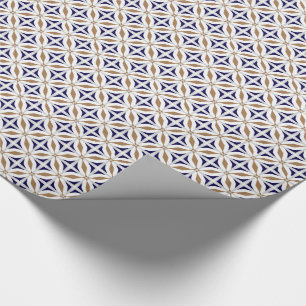 Abstrakte Safari-geometrisches Muster-Kobalt Brown Geschenkpapier