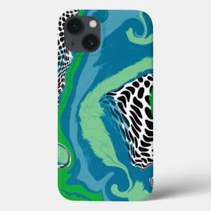 Abstrakte Sage Green und Blue, Black und White Dot Case-Mate iPhone Hülle
