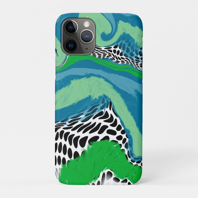 Abstrakte Sage Green und Blue, Black und White Dot Case-Mate iPhone Hülle (Rückseite)
