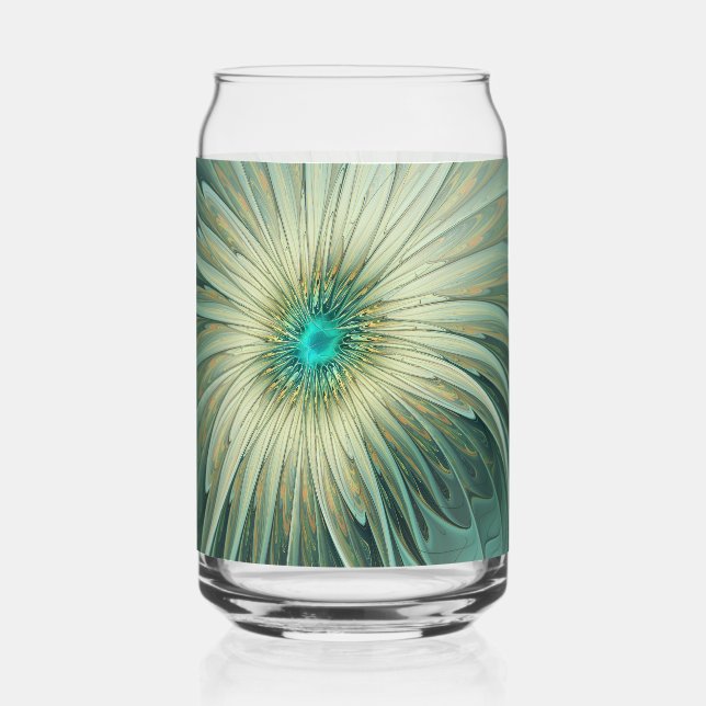 Abstrakte Sage-Grün Fantasy-Blumen-Fraktal-Kunst Dosenglas (Vorderseite)