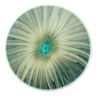 Abstrakte Sage-Grün-Fantasy-Blumen-Fraktal-Kunst Keramikknauf