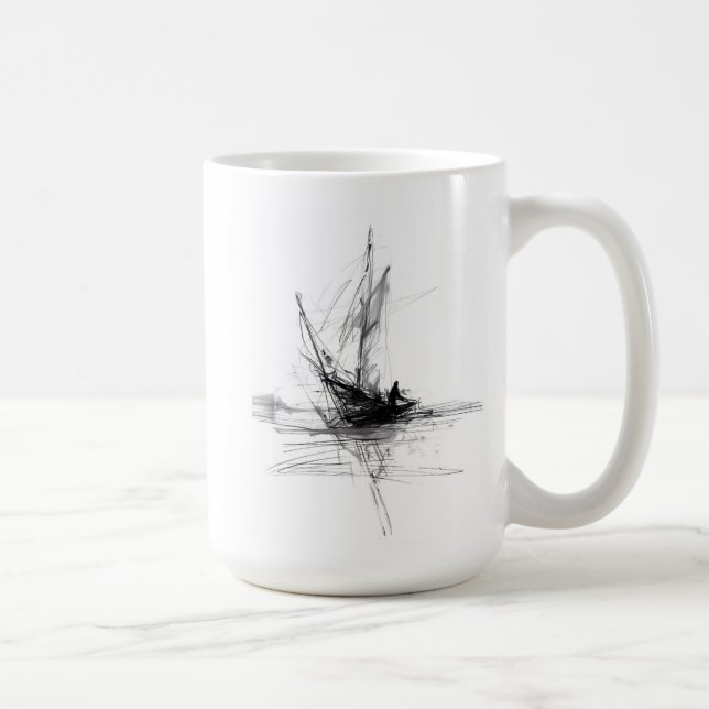 Abstrakte Sailboat Sketch Kaffeetasse (Rechts)