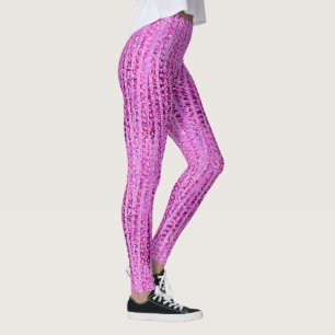 Abstrakte Satinstreifen und -punkte, Amethyst Lila Leggings