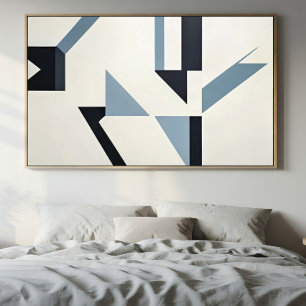Abstrakte Scherben Minimalistisches Blau & Schwarz Poster