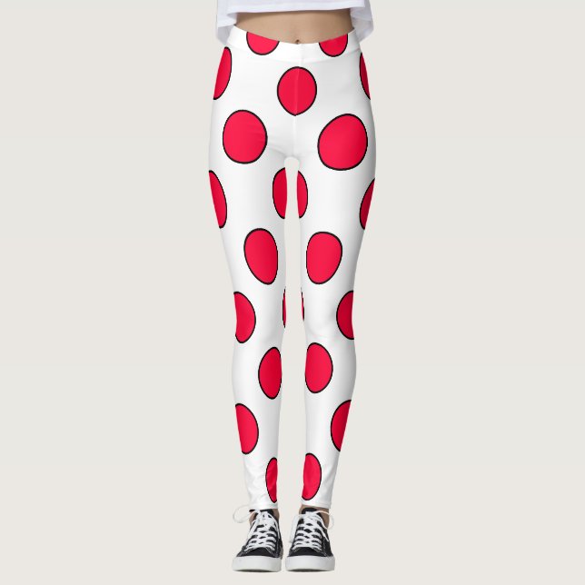 Abstrakte, schlichte, rote Polka-Punkte, um die he Leggings (Vorderseite)