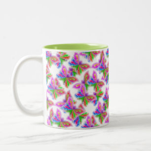Abstrakte Schmetterlinge in Limon Zweifarbige Tasse