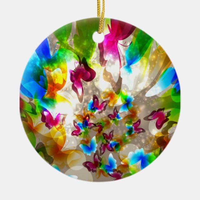 Abstrakte Schmetterlinge Keramikornament (Vorne)