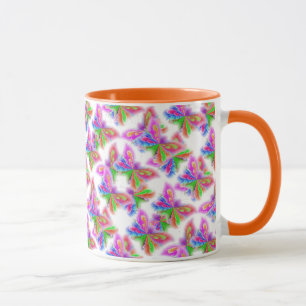 Abstrakte Schmetterlinge (orange) Tasse
