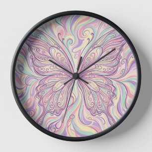 Abstrakte Schmetterlingsflügel Pastell-Kunst-Uhren Uhr