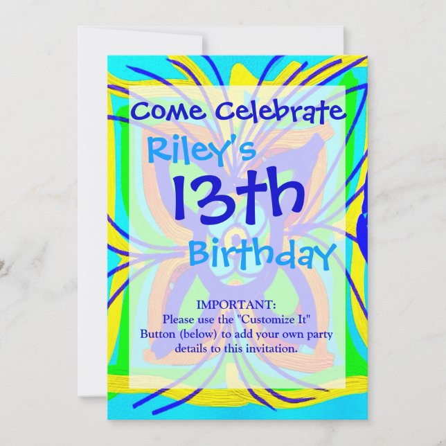 Abstrakte Schmetterlingsmühle Blume Kinder Doodle  Einladung (Vorderseite)