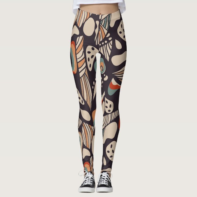Abstrakte Schmetterlingssäulen,  Bohordmuster  Leggings (Vorderseite)