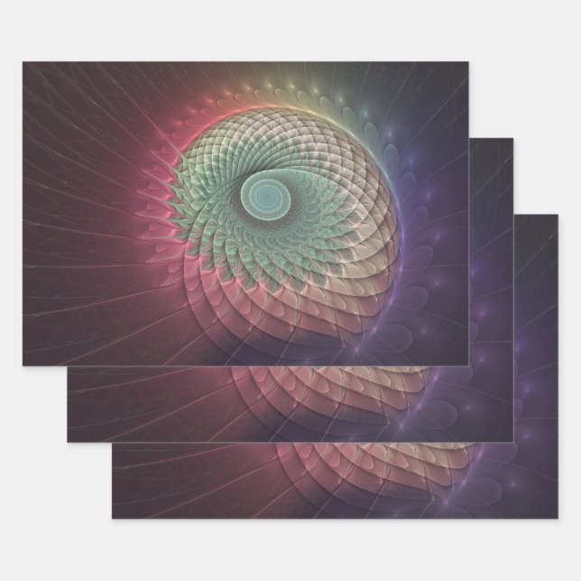 Abstrakte Schnecke Farben Modernes Fraktal Kunst,  Geschenkpapier Set (Set)