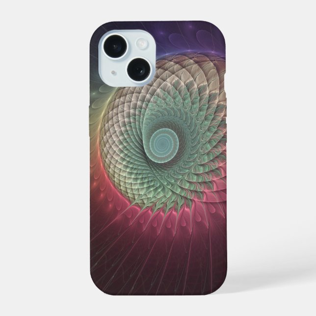 Abstrakte Schnecke Farben Modernes Fraktal Kunst,  iPhone 15 Hülle (Rückseite)
