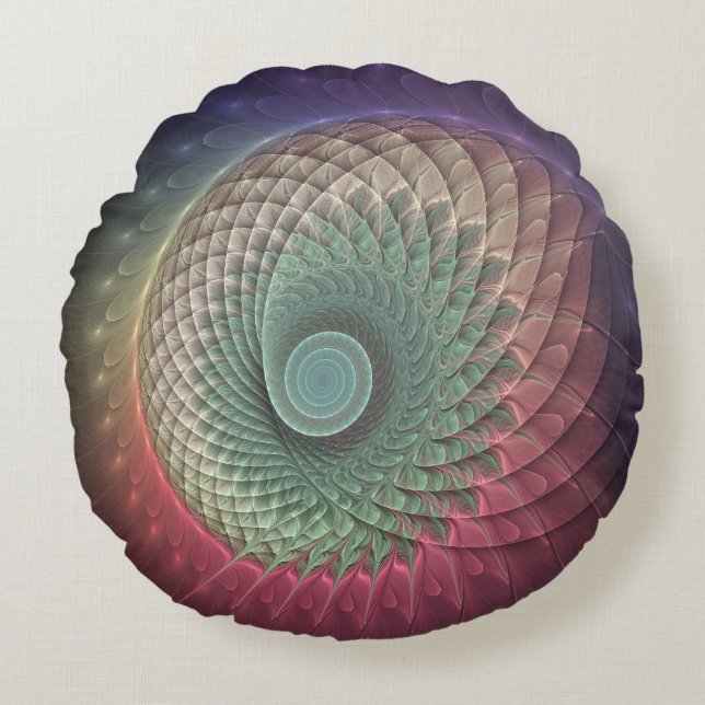 Abstrakte Schnecke Farben Modernes Fraktal Kunst,  Rundes Kissen (Vorderseite)