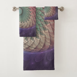 Abstrakte Schnecke Farbige Moderne Fraktal-Kunst Badhandtuch Set