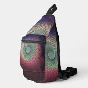 Abstrakte Schnecke Farbige Moderne Fraktal-Kunst Crossbody Bag