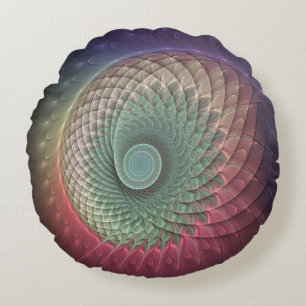 Abstrakte Schnecke Farbige Moderne Fraktal-Kunst Rundes Kissen