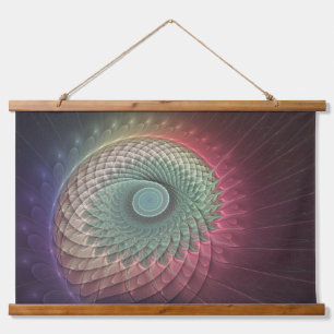 Abstrakte Schnecke Farbige Moderne Fraktal-Kunst Wandteppich Mit Holzrahmen