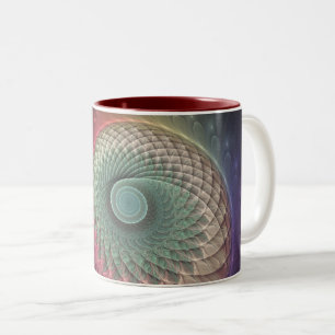Abstrakte Schnecke Farbige Moderne Fraktal-Kunst Zweifarbige Tasse