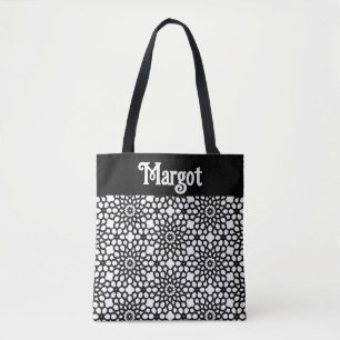 Abstrakte Schneeflocke in Schwarz/Weiß Tasche