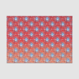 Abstrakte Schneeflocken in Rot und Blau Seidenpapier