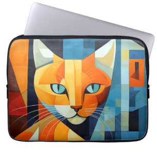 Abstrakte Schnurrhaare: Orange Katze Laptopschutzhülle