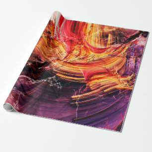 Abstrakte schöne lila, rote und gelbe leuchtende F Geschenkpapier