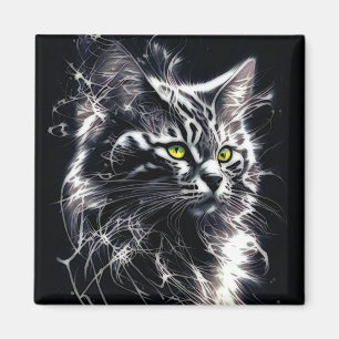 Abstrakte Schönheit in Schwarz & Silber - Mystisch Magnet