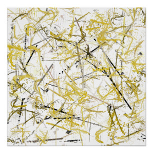 Abstrakte Schriftzeichen - Mustard und Brown Poste Poster