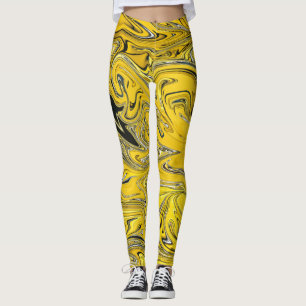 Abstrakte Schwarz-Gelb-Malerei Beste Kunst Leggings