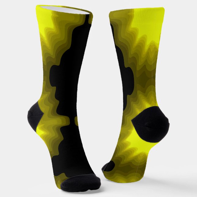 Abstrakte Schwarz-Gelb-Mustermalerei Socken (Gewinkelt)
