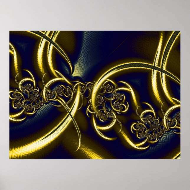 Abstrakte Schwarz-Gold-Kunst Poster (Vorne)