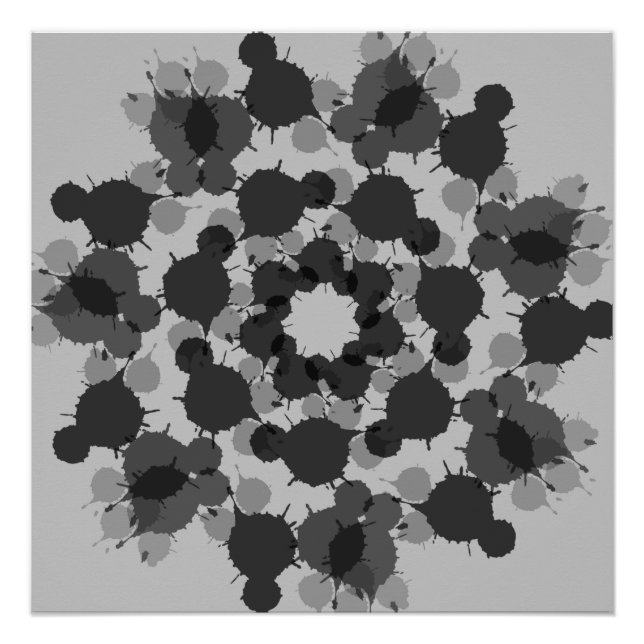 Abstrakte Schwarz-Graue-Blume Poster (Vorderseite)
