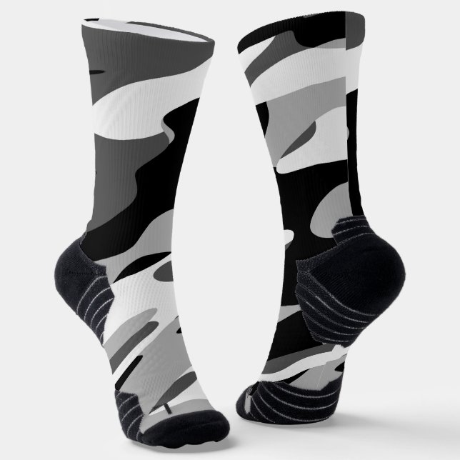 abstrakte schwarz-graue Camouflage Socken (Gewinkelt)