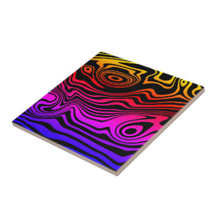 Abstrakte Schwarz-Rainbow-Farblinien Fliese