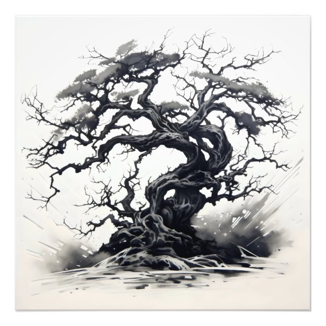 Abstrakte Schwarz-Tree-Tinte Fotodruck (Vorne)