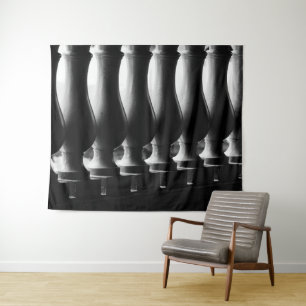 Abstrakte Schwarz-Weiß-Architektur Wandteppich