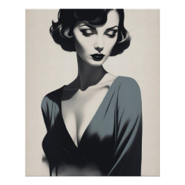 Abstrakte Schwarz-Weiß-Frau Poster